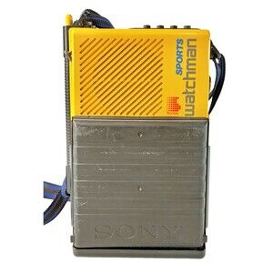 Sony Sports Watchman Model FD-45A Vintage Yellow Portable Radio/TV Parts/Repair